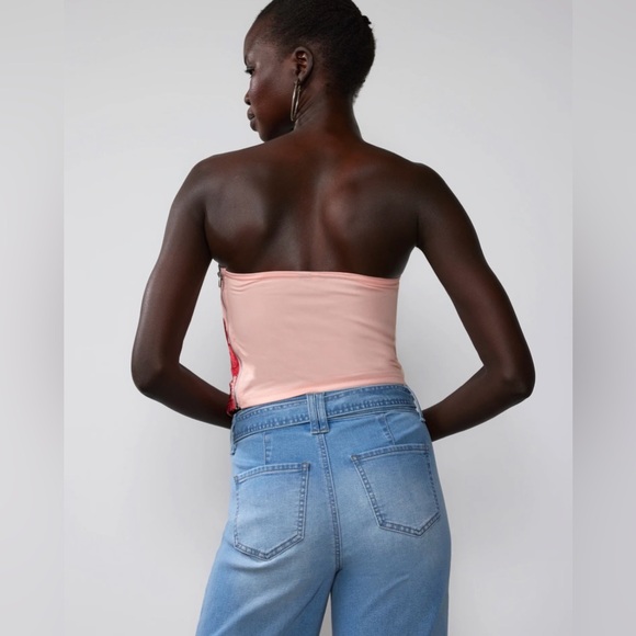 NWT New York & Company Floral Pink Strapless Corset - Picture 3 of 5